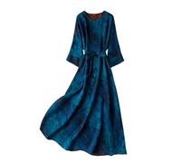 HangErFeng Women Fragrant Cloud Silk Printed Jacquard Breathable Dress 3017, Black, M