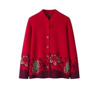 HangErFeng Women Wool Thickening Knit Versatile Cardigan Long Sleeves Sweater 1970, Red, XL-XXL