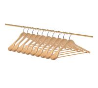 Hangerman Wooden Suit Hangers 10 Pack, 45cm Solid Wood Coat Hangers with 360° Swivel Chrome Hook, Extra Wide Shoulders, Non Slip Trouser Bar, Jacket Hangers for Suits Coats Shirts Trousers, Natural