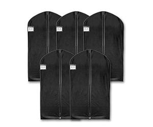 HangerMaster Protective Cover for Suits/Clothing Garments. 110cm (44") Black Breathable Protective Case & Bag - 5 Pack (UK Seller)