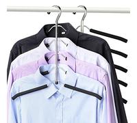 Hangers Space Saving Clothes Hanger 2 Packs Swing Arm Non Slip Padded Coat Hanger 5 Layers Heavy Duty Stainless Steel Sweater Shirt Hanger Closet Storage Organizer