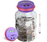 Hangerspace Digital Coin Counting Bank with LCD Counter, 1.8L Capacity Money Jar for Kids and Adults, Designed for All UK Coins (Purple)