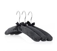 Hangerworld 10 Black Polka Dot 43cm Satin Padded Cushioned Coat Garment Dress Clothes Hangers.