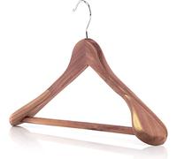 Hangerworld 10 Cedar Wood 45cm Broad Ended Suit Clothes Hanger with Non-Slip Ridged Trouser Bar