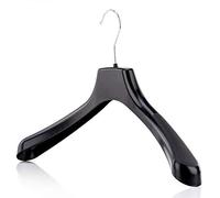 HANGERWORLD 10 Pack Broad Shoulder Black Plastic Coat Hangers - 42.5cm Wide with 4cm Thick Shoulders, Non-Slip Clothes Hanger
