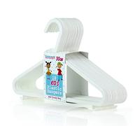 HANGERWORLD 18 Pack of White Plastic Children's Coat Hangers - 30cm for Baby and Toddler Clothes Storage, No Shoulder Bumps with Lower Hooks for Vests