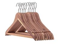 Hangerworld 24 Cedar Wood 44cm Clothes Coat Suit Garment Hangers with Non Slip Trouser Bar