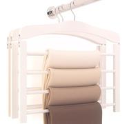 Hangerworld 3 Pack of White Wooden Trouser Hangers - Multifunctional 4 Tier Clothes Storage Organiser with Non Slip Bars
