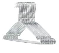 HANGERWORLD 50 Strong 41cm Metal 13 Gauge Silver Galvanised Wire Notched Clothes Garment Trouser Bar Hangers.