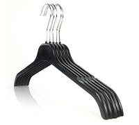HANGERWORLD 60 Pack Strong Black Plastic Garment Coat Hangers for Clothes with Notches - All Purpose 43cm (17")