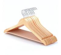 HANGERWORLD Box of 10 Wooden 45cm Coat Clothes Garment Hangers with Non Slip Trouser Bar (Natural)
