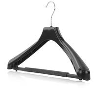 HANGERWORLD Pack of 10 Black 42cm Plastic Suit Jacket Coat Clothes Hanger with Non-Slip Trouser Bar