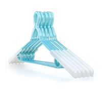 HANGERWORLD Pack of 10 Blue Plastic Windproof Coat Hangers 36cm Extends to 55cm