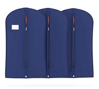 HANGERWORLD Pack of 3 Navy Blue Breathable Suit Garment Clothes Cover Bags-40" (100cm)