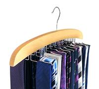 Hangerworld Single Wooden 24 Tie Hanger Organiser Rack, Natural