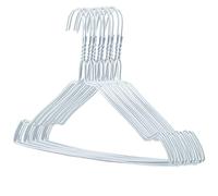 HANGERWORLD Strong White Metal Wire Hangers - 20 Pack, Non-Slip Shoulder Notched Clothes Hangers with Trouser Bar