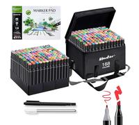 hangfan Alcohol Based Ink Art Markers, 168 Colors Broad&Fine Dual Tip Permanent Markers Pen Set for Professional Student Child Coloring Illustrations Sketch Drawing Painting Card Making (Black)