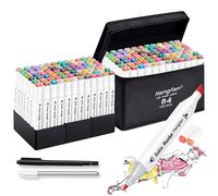 hangfan Alcohol Based Ink Art Markers, 84 Colors Broad&Fine Dual Tip Permanent Markers Pen Set for Professional Coloring Illustrations Sketch Drawing Painting Card Making (white)