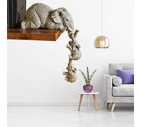 HANGHANG 3-piece Cute Elephant Figurines, Elephants Mothers Hanging 2-Babies Figurine Resin Craft Ornaments Statue for Table Decor, Elephant Sculpture Craft Home Ornaments
