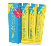 Hangin' Rescue+ Electrolyte Drink Mix | 6 Sachets | Rehydrate, Reduce Fatigue & Protect Cells with Electrolytes, B6, C, Taurine & L-Cysteine | Caffeine-Free | Travel-Ready | 13.4g Each