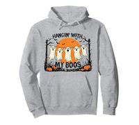 Hangin' With My Boos Ghost Halloween Pumpkin Spooky Season Pullover Hoodie
