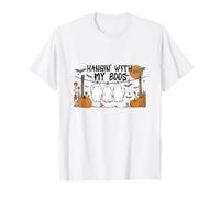 Hangin' With My Boos Ghosts Halloween Cute Pumpkin Bat Funny T-Shirt
