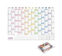 Hanging 2026 Calendar - Yearly Planner Organizer | Big Wall Chart For Office Home Classroom, Simple Monthly Schedule Board, Elegant Design Paper Planner For Work Planning And Event Management