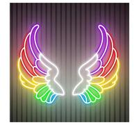 Hanging Art Neon Signs Angel Wings Neon Sign For Bar Salon Room Bedroom Wall Hanging Light Sign Party Event Decoration Neon Lights(A,90CM)