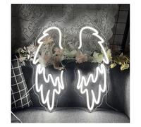 Hanging Art Neon Signs Angel Wings Neon Sign USB Powered Dimmable Pair Wings, For Bedroom Shop Party Wall Decoration 20.4cm×50cm(White)