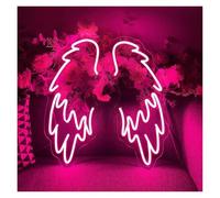 Hanging Art Neon Signs Angel Wings Neon Sign USB Powered Dimmable Pair Wings, For Bedroom Shop Party Wall Decoration 20.4cm×50cm(Pink)