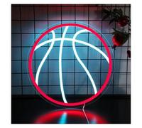 Hanging Art Neon Signs Basketball Neon Sign LED Light Home Bedroom Gym Sports Men Women Room Wall Decor Dimmable USB Powered Lamp(30cmx30cm)