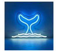 Hanging Art Neon Signs Blue Whale Tail Wave Neon Sign USB Powered Dimmable Fish Tail Neon, for Bedroom Shop Home Party Wall Decoration 50.8cm×50.8cm(Blue)
