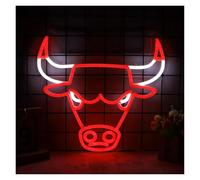 Hanging Art Neon Signs Bulls Neon Sign USB Powered Dimmable Red Neon Lights, For Bedroom Shop Party Wall Decoration 30.98cm×33.78cm