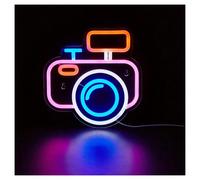 Hanging Art Neon Signs Camera LED Neon Sign Neon Signs for Wall and Table Decor, Light Up Signs for Bedroom Kids Room Bar Wedding Party Decoration 22.7cm×23.2cm