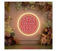 Hanging Art Neon Signs Chinese Double Happiness Neon Sign For Bedroom Home Wall Decor Wedding Neon Sign 48x48cm(D)