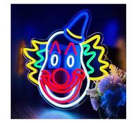Hanging Art Neon Signs Clown Face Neon Sign USB Powered Dimmable Clown Atmosphere Lights, for Playroom Shop Party Wall Decoration 34cm×35cm