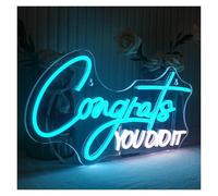 Hanging Art Neon Signs Congrate You Did It Neon Sigh Light Room Decoration For Congratulatiton Theme Party Dimmable Letter Lamp USB Powered 42cm×22.5cm