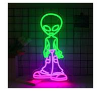 Hanging Art Neon Signs Cool Alien Neon Sign Dimmable Light For Party Bar Bedroom Club Game Room Home Wall Decor Lamp 22.5cm×42cm