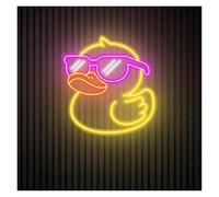 Hanging Art Neon Signs Glasses Duck Neon Sign USB Powered Adjustable Brightness Duck Led Neon Lights Suitable For Home Shop Decor(D,25cmx25cm)