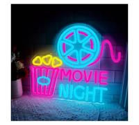 Hanging Art Neon Signs Hanging Art Neon Signs Popcorn Movie Night Paper Box Neon Light, Cinema LED Neon Light, for Wall Decoration, Home Cinema Decoration 32cm+39cm