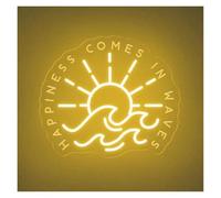 Hanging Art Neon Signs Happiness Comes in Waves Neon Sign Sign Ocean Wave Light Dimmable for Vacation Sea Summer Vacay Wall Decor(B,45cm)