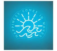 Hanging Art Neon Signs Happiness Comes in Waves Neon Sign Sign Ocean Wave Light Dimmable for Vacation Sea Summer Vacay Wall Decor(A,50cm)