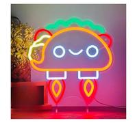 Hanging Art Neon Signs Heliwey Tacos Rocket Neon Sign, LED Mexican Restaurant Bar Cafe Store Kitchen Party Wall Decoration Lamps 34.7cmх35.2cm