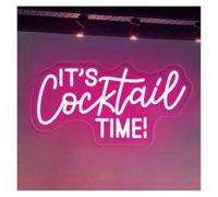 Hanging Art Neon Signs It's Cocktail Time Neon Sign LED Light for Bedroom Home Party Tavern Club Pub Bar Welcome Wall Decor USB Powered(Hot Pink,40x20cm)