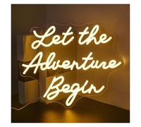 Hanging Art Neon Signs Let The Adventure Begin Neon Sign USB Powered Dimmable, for Bedroom Home Bar Club Party Wall Decoration 32.8cm×39cm