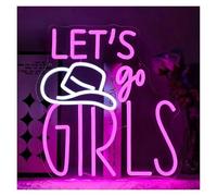 Hanging Art Neon Signs Let's Go Girls Neon Lights For Bistro Bedroom Game Room Decor 32.5x34.8cm