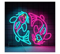 Hanging Art Neon Signs Lucky Fish Neon Light Koi Suitable For Bar Office Fish Market Bedroom 40.9x46cm