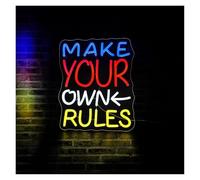 Hanging Art Neon Signs Make Your Own Rules Neon Sign Light USB Powered for Girls Room Men Cave Office Party Birthday Wall Decor 29cm×35cm