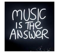 Hanging Art Neon Signs Music is The Answer Neon Sign,Letters LED Neon Light for Bedroom Game Room Club Bar Party Decoration 36cmx40cm(E)