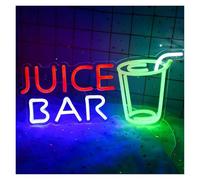 Hanging Art Neon Signs Neon Sign 'Juice Bar' LED Acrylic Wall Art, Multi Color Illuminated Bar Decor for Restaurant Cafe Or Home Bar 18cm×41cm